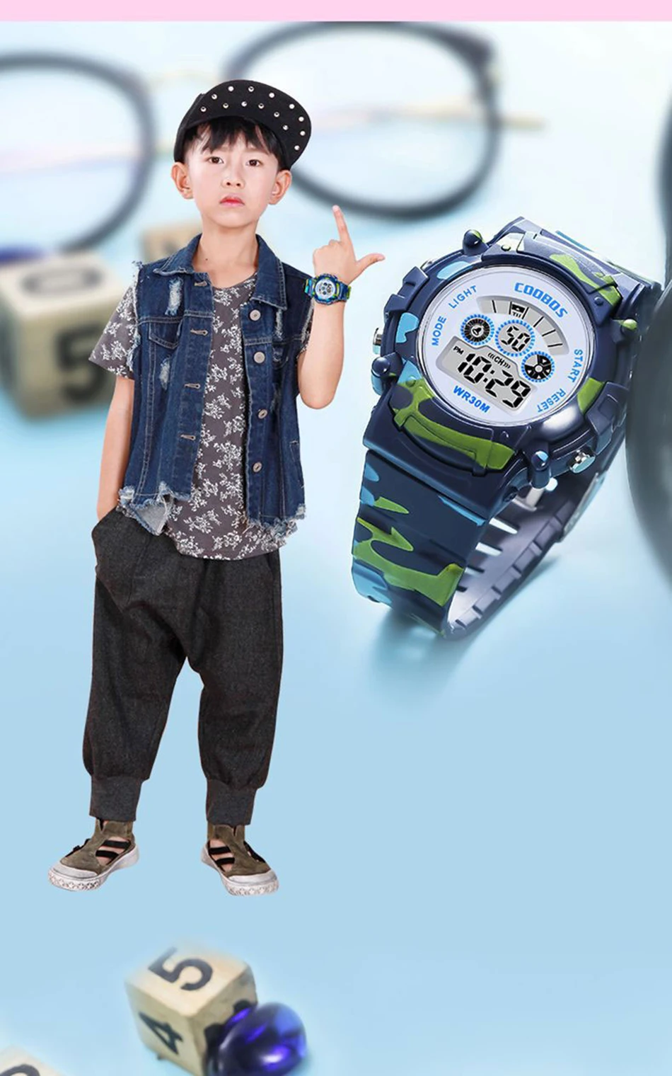 Kids Digital Watch Waterproof Luminous Led Children's Watch Sports Camouflage Watches for Boys Girls Student Clock Montre Enfant