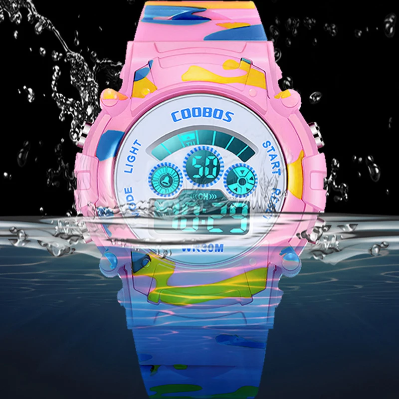 Kids Digital Watch Waterproof Luminous Led Children's Watch Sports Camouflage Watches for Boys Girls Student Clock Montre Enfant