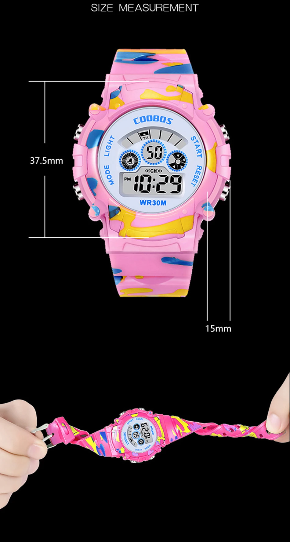 Kids Digital Watch Waterproof Luminous Led Children's Watch Sports Camouflage Watches for Boys Girls Student Clock Montre Enfant