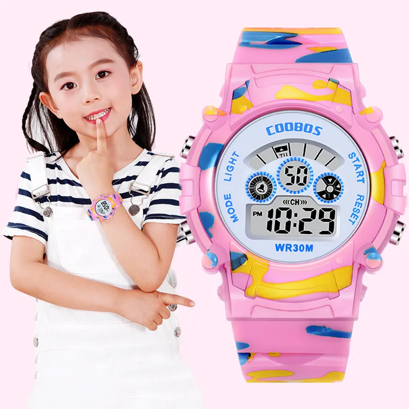 Kids Digital Watch Waterproof Luminous Led Children's Watch Sports Camouflage Watches for Boys Girls Student Clock Montre Enfant