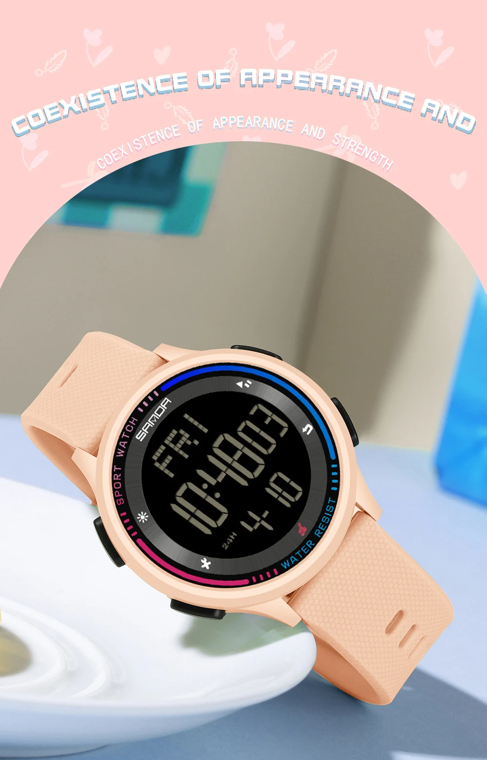 SANDA Children Fashion Digital Movement Teenager Students Hand Clock Trendy Water Resistant Outdoor Sports Mode Wrist Stop Watch