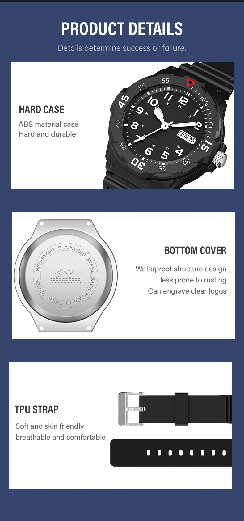 SHUAIKE 957 Fashion Sports Student Watch Calendar Display 50M Waterproof Clock Night Light Clock Male and Female Quartz Watch