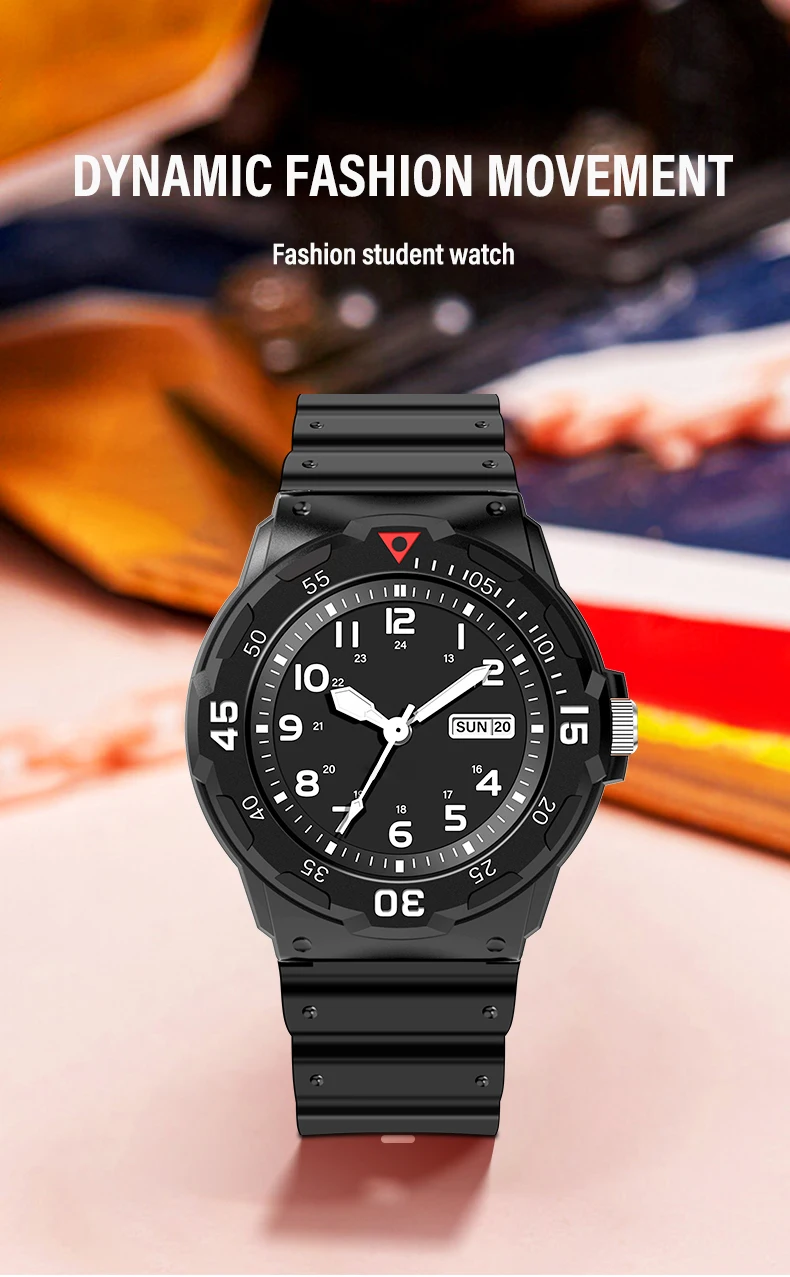 SHUAIKE 957 Fashion Sports Student Watch Calendar Display 50M Waterproof Clock Night Light Clock Male and Female Quartz Watch