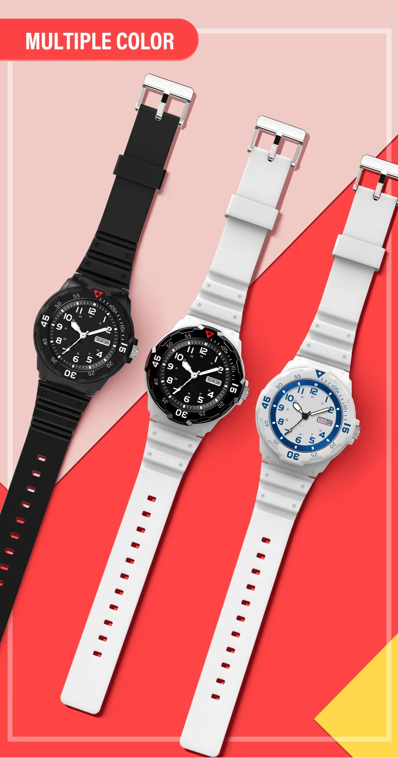 SHUAIKE 957 Fashion Sports Student Watch Calendar Display 50M Waterproof Clock Night Light Clock Male and Female Quartz Watch