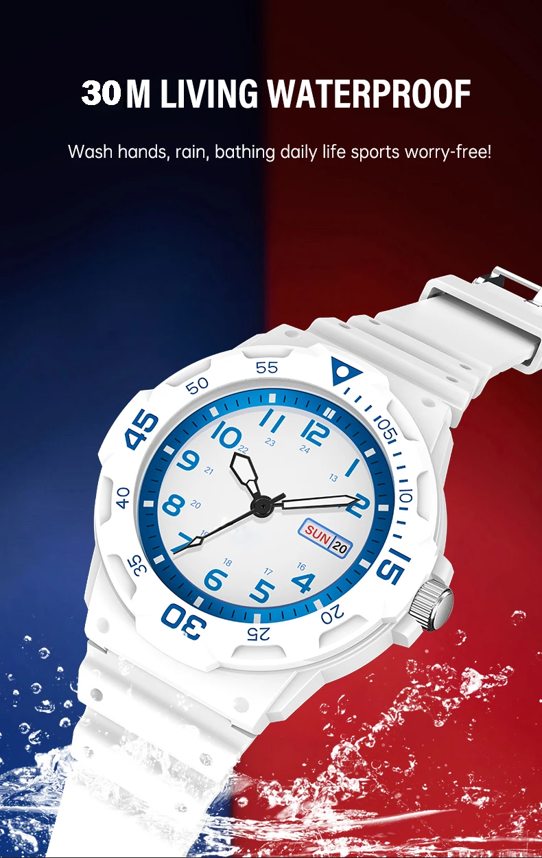 SHUAIKE 957 Fashion Sports Student Watch Calendar Display 50M Waterproof Clock Night Light Clock Male and Female Quartz Watch