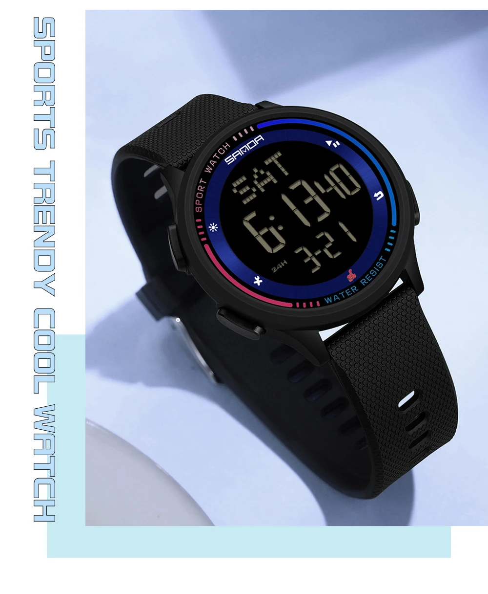 SANDA 6158 Men LED Digital Military Watch Man Sports Watches Outdoor 5Bar Waterproof Wristwatches Male Clock Relogio Masculino