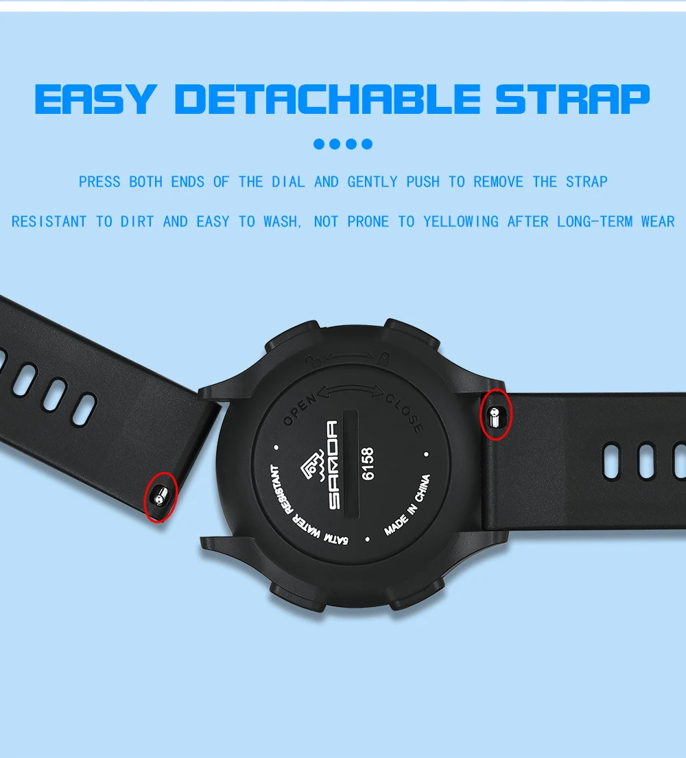 SANDA 6158 Men LED Digital Military Watch Man Sports Watches Outdoor 5Bar Waterproof Wristwatches Male Clock Relogio Masculino