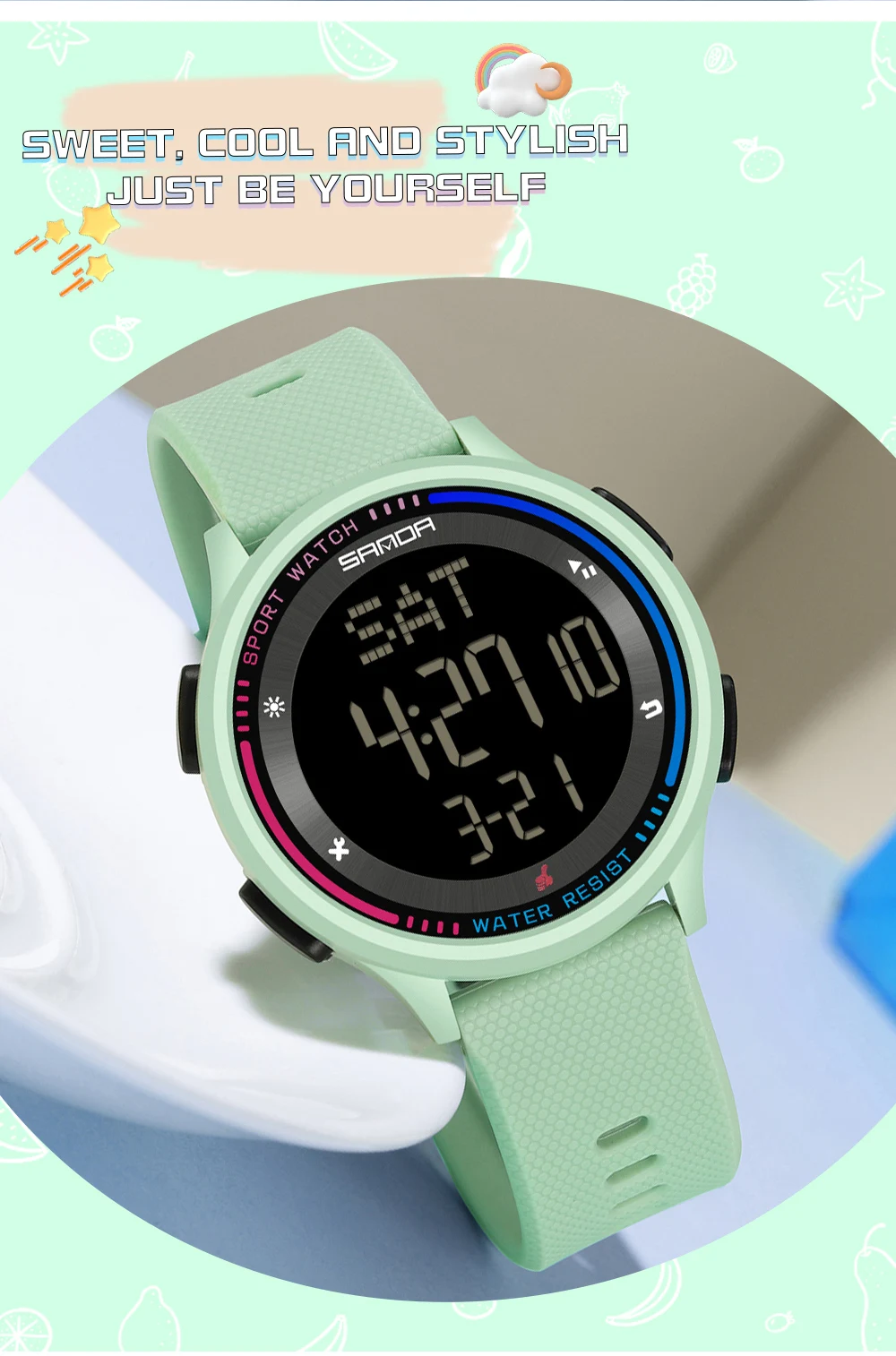 SANDA 6158 Men LED Digital Military Watch Man Sports Watches Outdoor 5Bar Waterproof Wristwatches Male Clock Relogio Masculino
