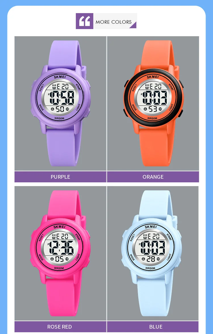 SKMEI LED Light Digital Children Sport Watches Stopwatch Calendar Clock 5Bar Waterproof Kids Wristwatch For Boys Girls Gift