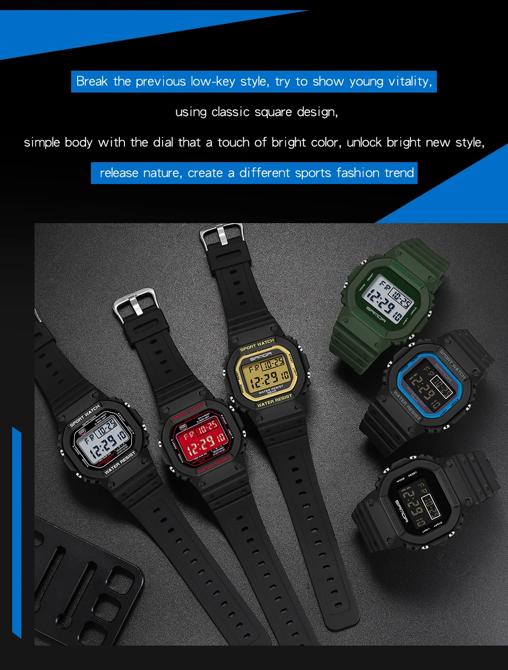 SANDA 2107 Children Watch Men Waterproof Sport Watches Boy Girl Electronic Watch Relogio Masculino LED Lamp Display Wristwatc