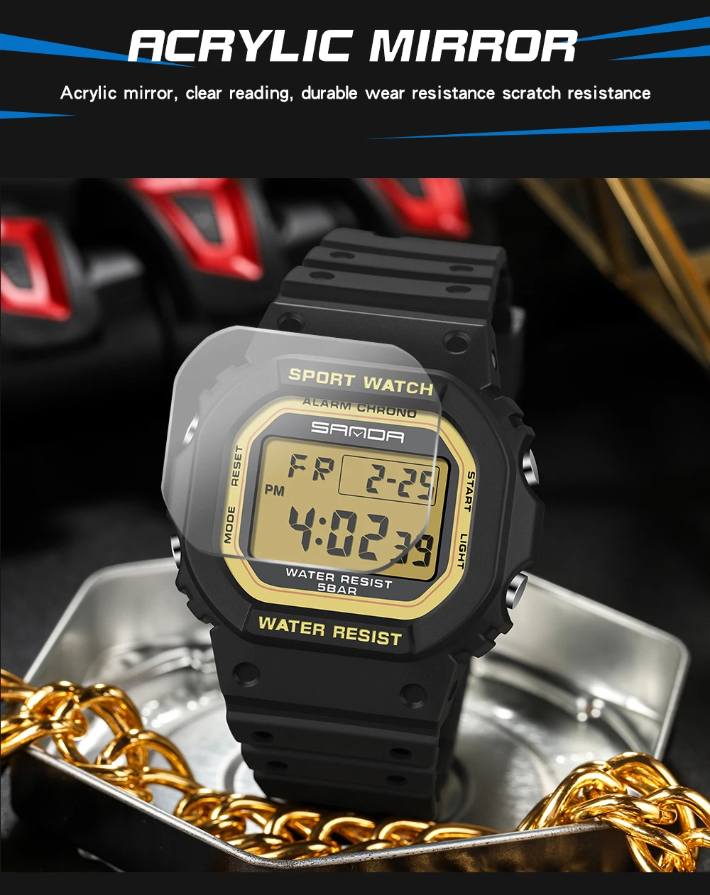 SANDA 2107 Children Watch Men Waterproof Sport Watches Boy Girl Electronic Watch Relogio Masculino LED Lamp Display Wristwatc