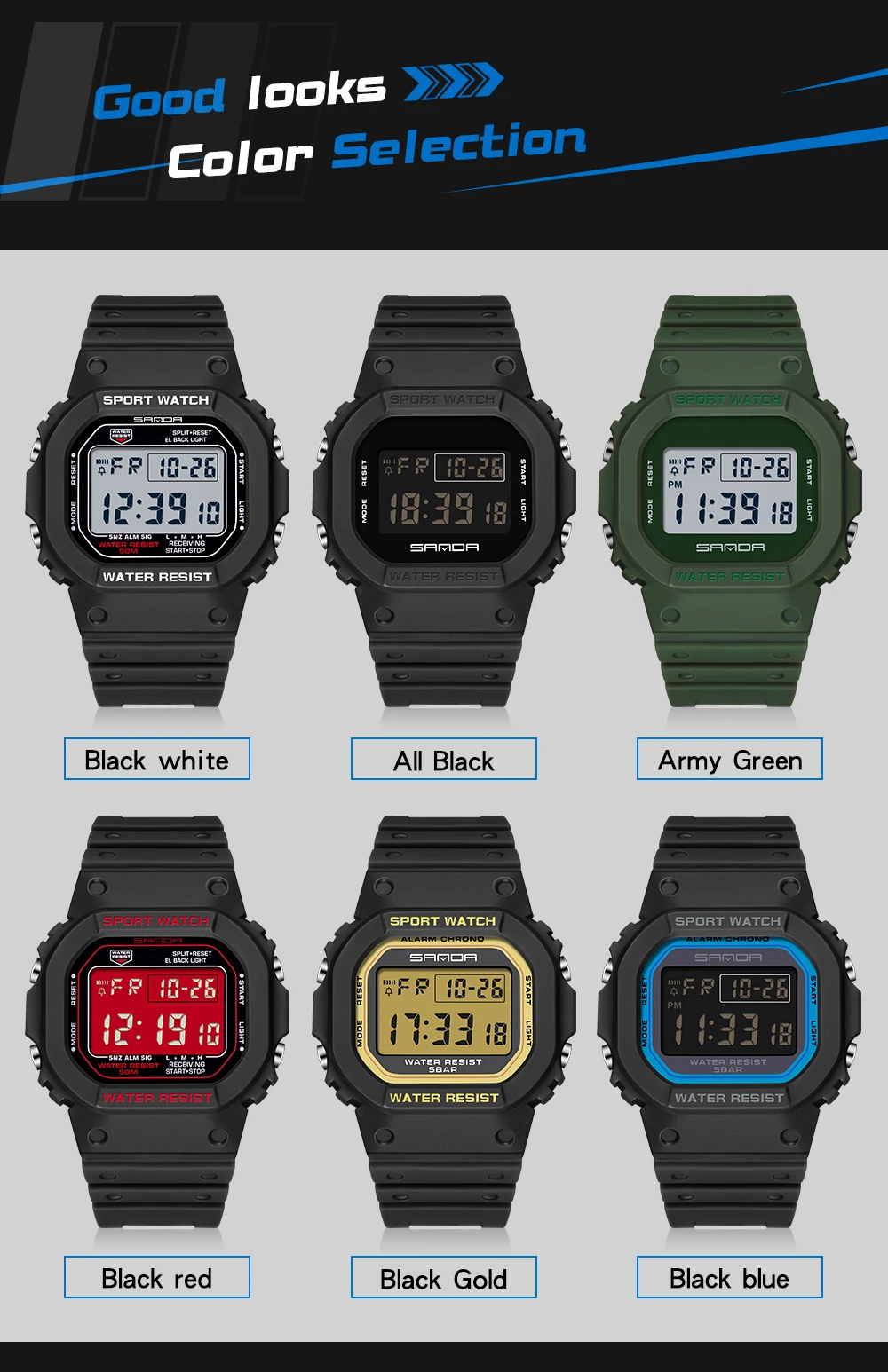 SANDA 2107 Children Watch Men Waterproof Sport Watches Boy Girl Electronic Watch Relogio Masculino LED Lamp Display Wristwatc
