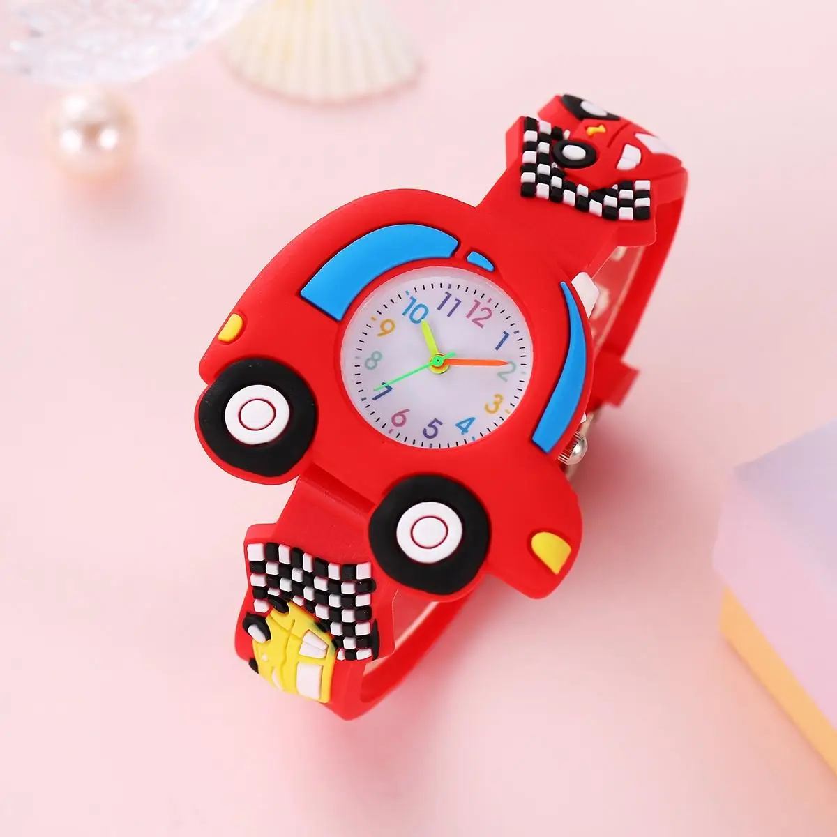 New 3D Pattern Cartoon Racing Car Children's Fashion Silicone Watch
