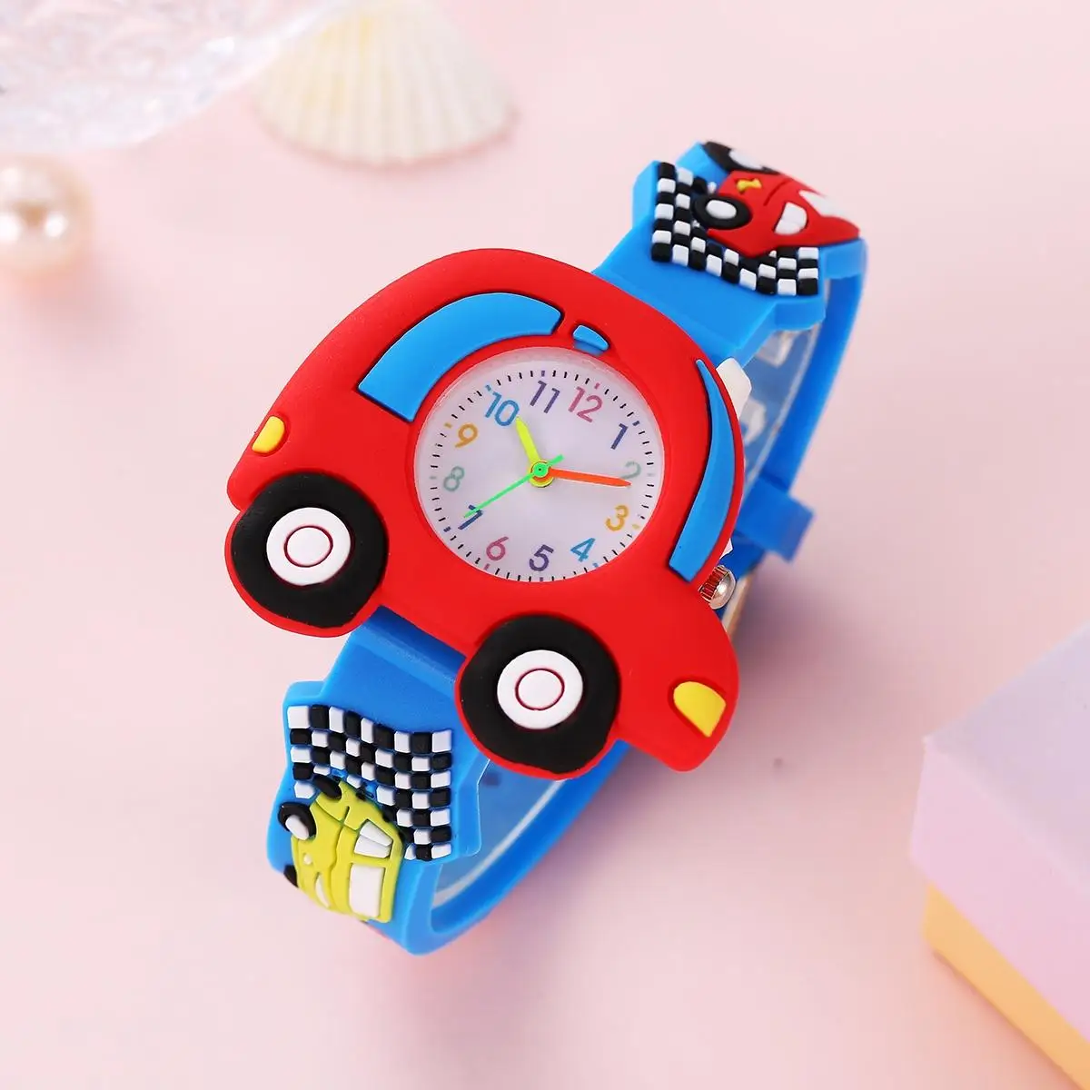 New 3D Pattern Cartoon Racing Car Children's Fashion Silicone Watch