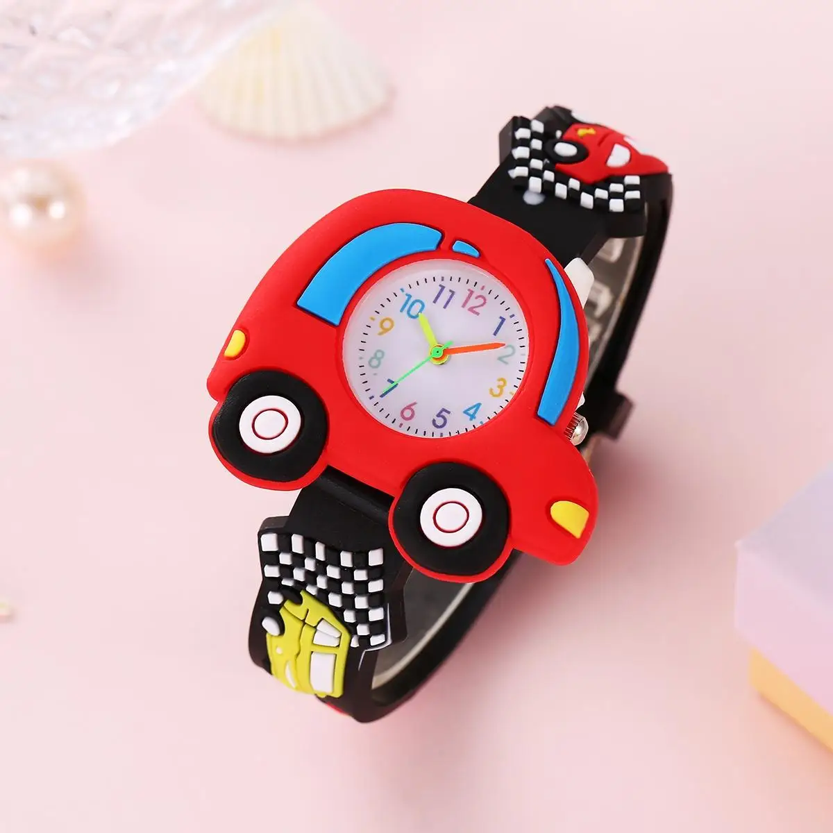 New 3D Pattern Cartoon Racing Car Children's Fashion Silicone Watch