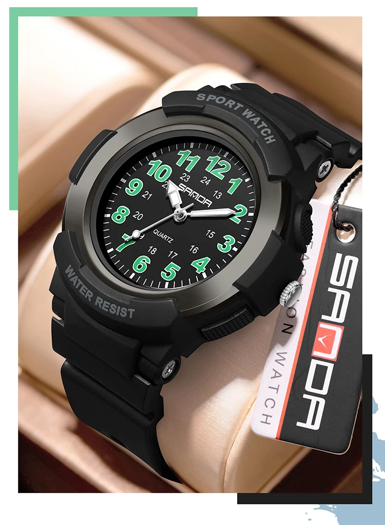 SANDA 6308 New Fashion Quartz Watches Students Outdoor Sports Luminous Waterproof Shockproof Casual Unisex Fashion Watch