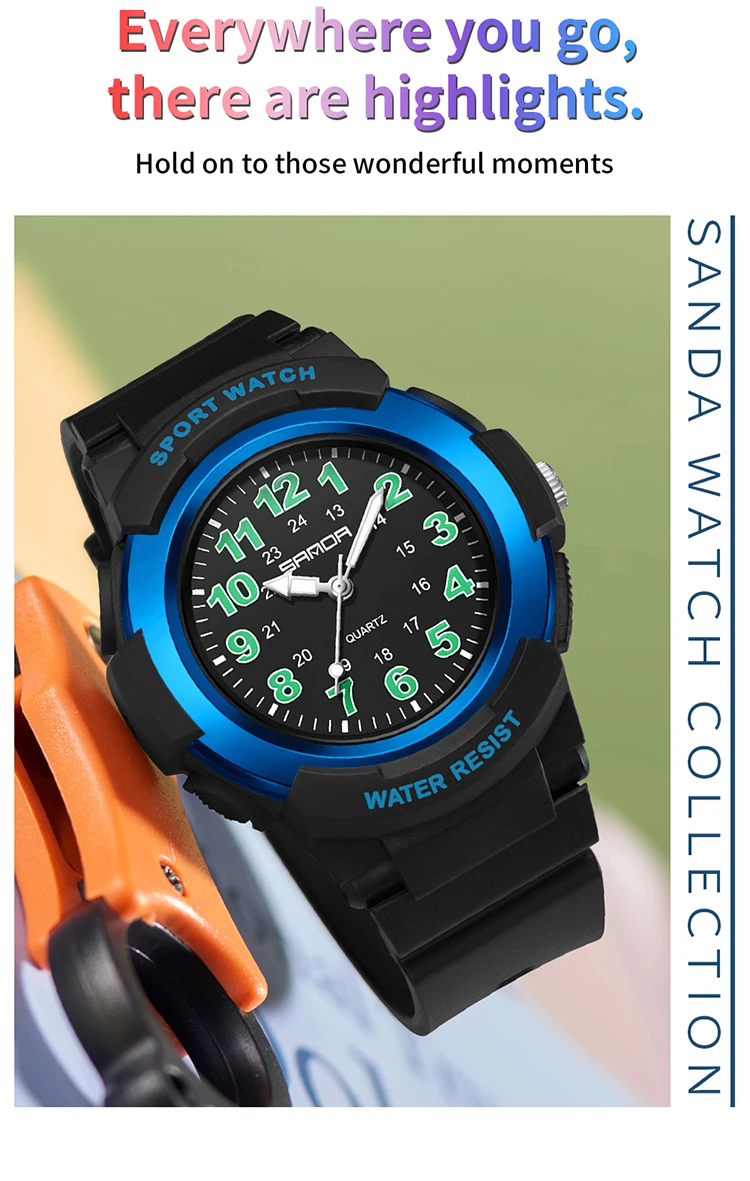 SANDA 6308 New Fashion Quartz Watches Students Outdoor Sports Luminous Waterproof Shockproof Casual Unisex Fashion Watch