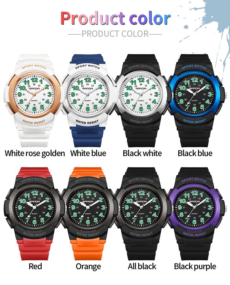 SANDA 6308 New Fashion Quartz Watches Students Outdoor Sports Luminous Waterproof Shockproof Casual Unisex Fashion Watch