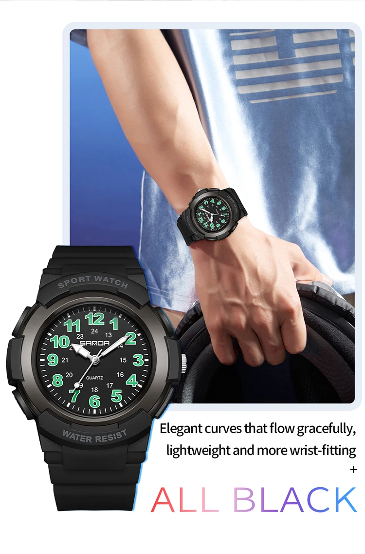 SANDA 6308 New Fashion Quartz Watches Students Outdoor Sports Luminous Waterproof Shockproof Casual Unisex Fashion Watch
