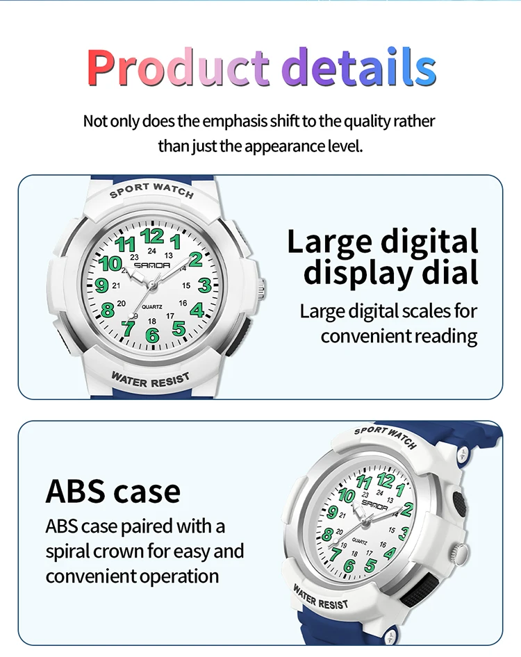 SANDA 6308 New Fashion Quartz Watches Students Outdoor Sports Luminous Waterproof Shockproof Casual Unisex Fashion Watch