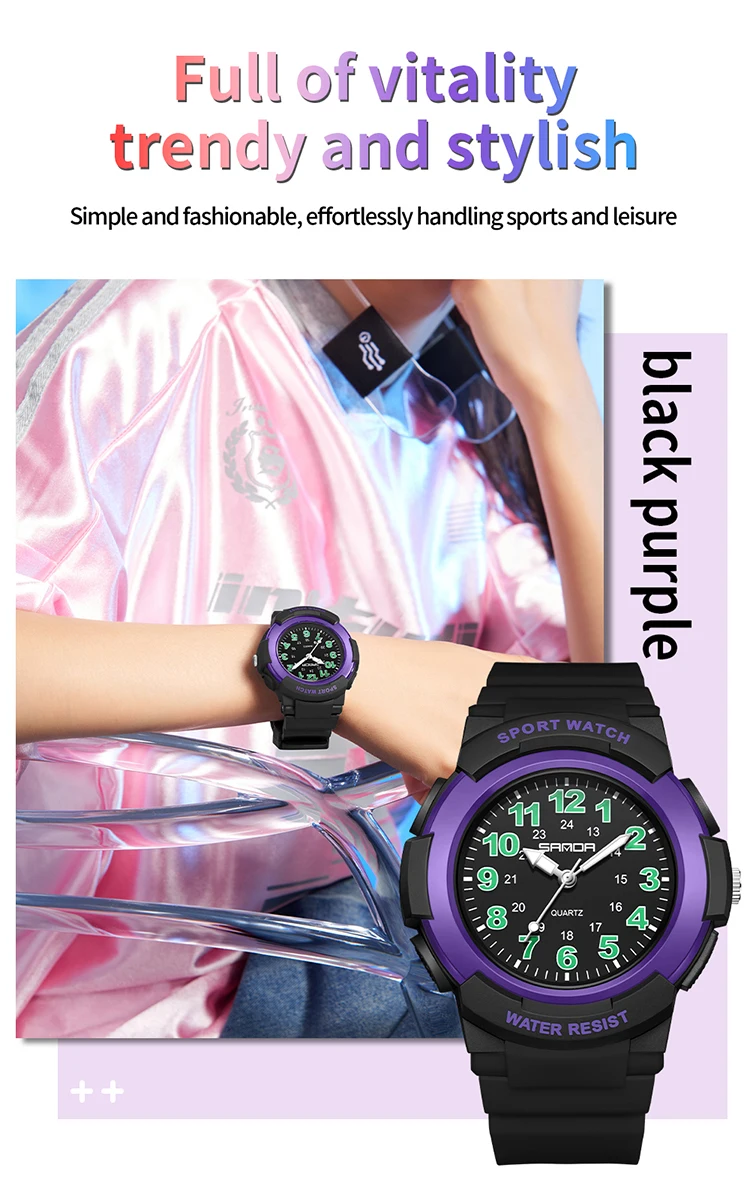 SANDA 6308 New Fashion Quartz Watches Students Outdoor Sports Luminous Waterproof Shockproof Casual Unisex Fashion Watch