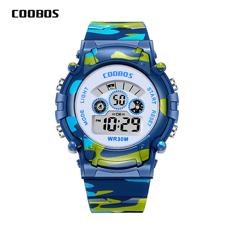 COOBOS Kids Digital Watch Camouflage Sports Wristwatch 30M Waterproof Multifunction LED Alarm Watch for Boys Girls Students