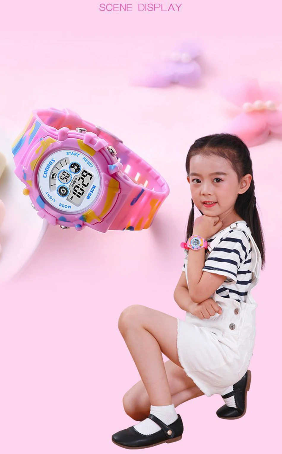 COOBOS Kids Digital Watch Camouflage Sports Wristwatch 30M Waterproof Multifunction LED Alarm Watch for Boys Girls Students