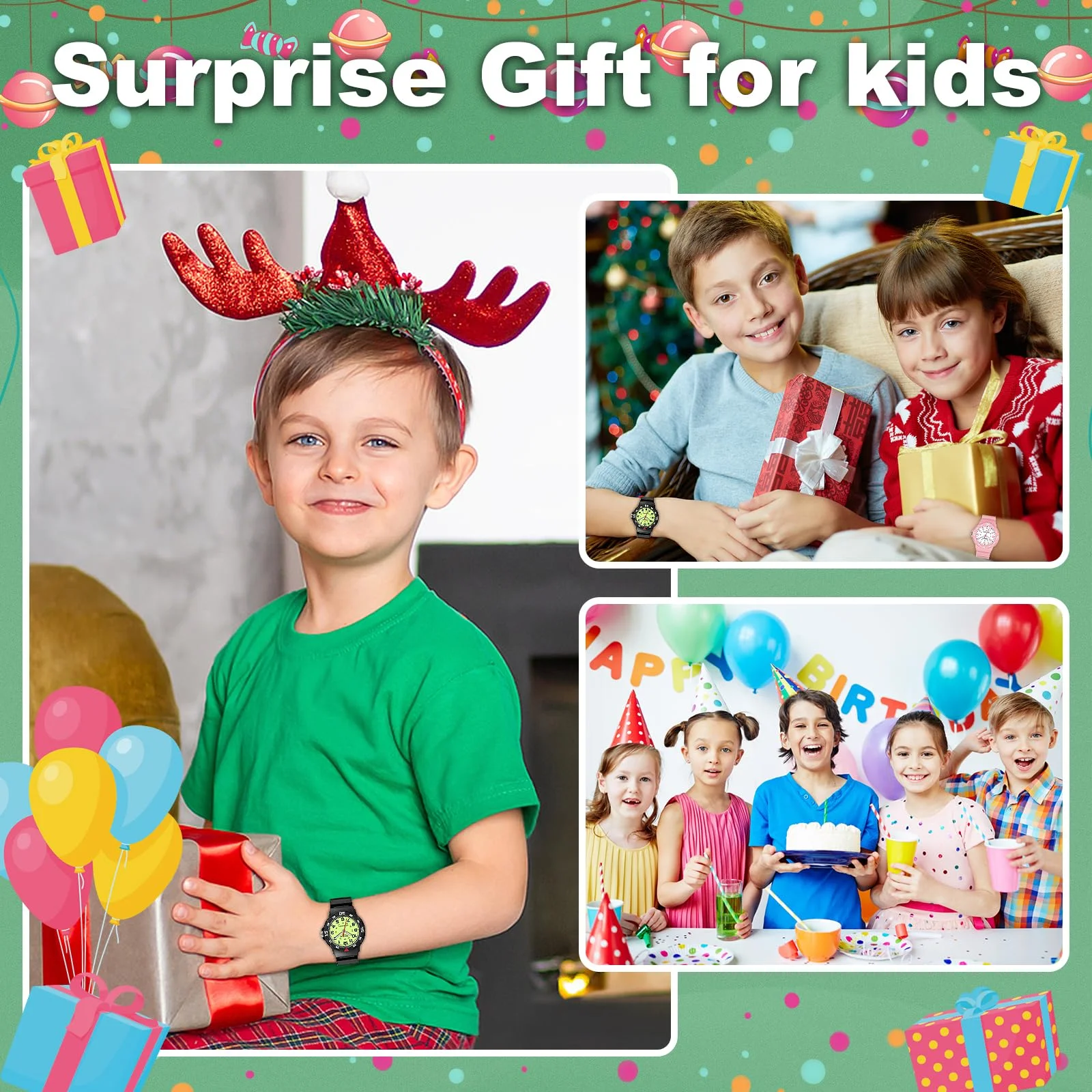 SOCICO New Children Watches for Girls Silicone Strap Round Quartz Kids Watch Boys Student Clock Gift Toys