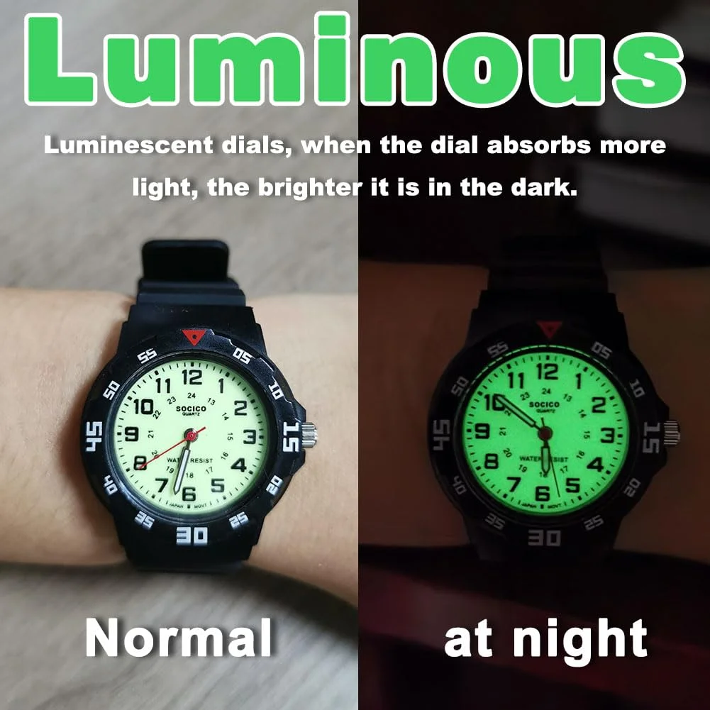 SOCICO New Children Watches for Girls Silicone Strap Round Quartz Kids Watch Boys Student Clock Gift Toys