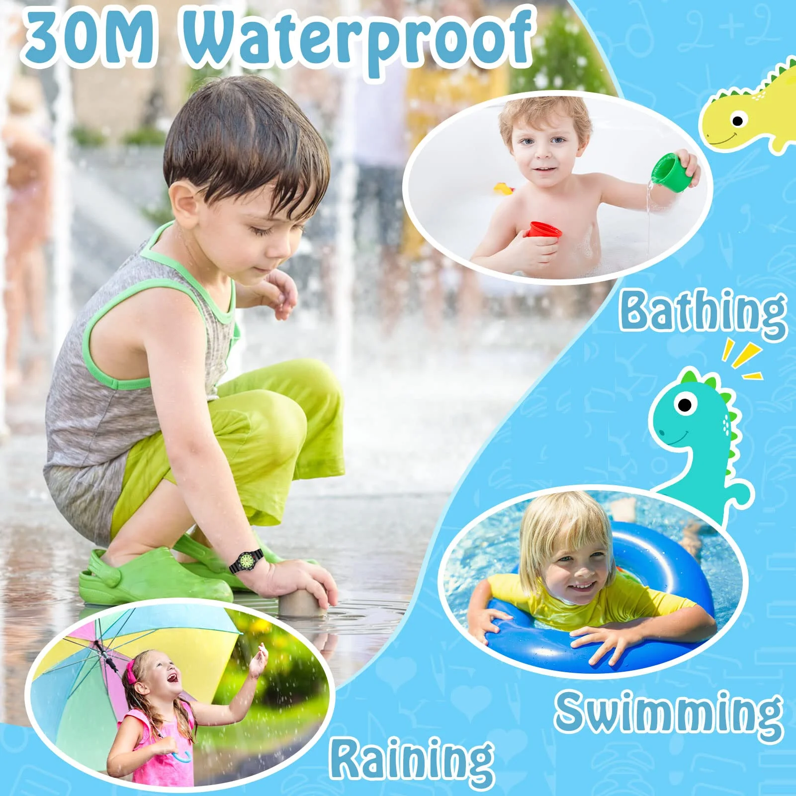 SOCICO New Children Watches for Girls Silicone Strap Round Quartz Kids Watch Boys Student Clock Gift Toys