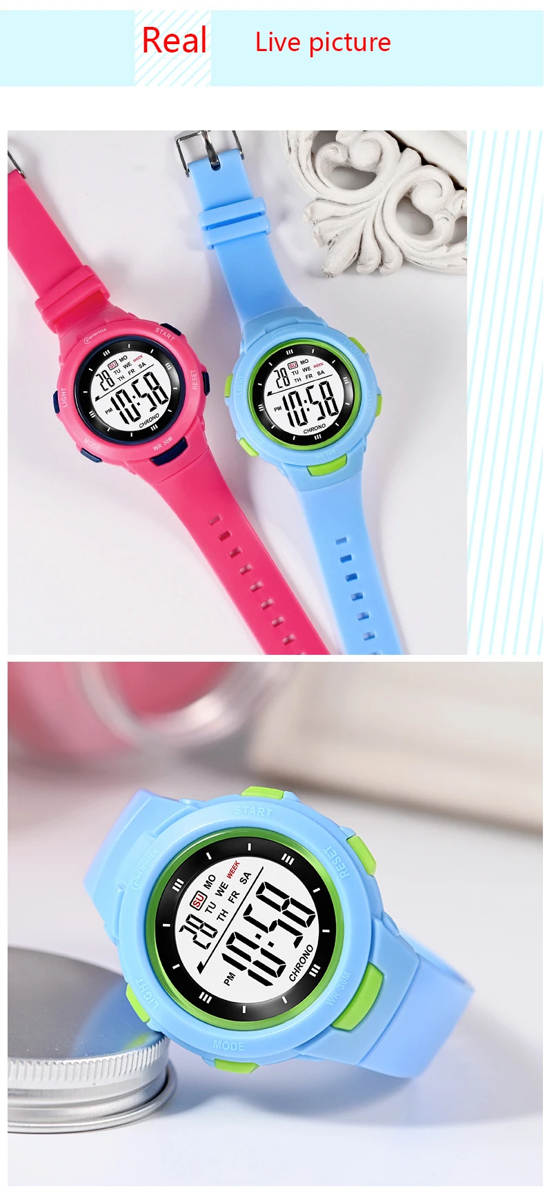 UTHAI Kids Watches Sports Fashion Luminous Waterproof Alarm Clock Smart Watches Boys and Girls Student Electronic Watch Gift