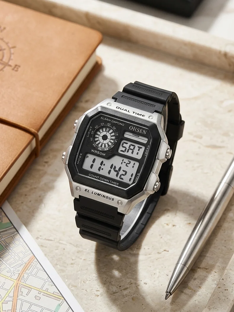 White Classic Children Watches Electronic Sport Wristwatch Waterproof Blue Teenage Digital Watch for Men