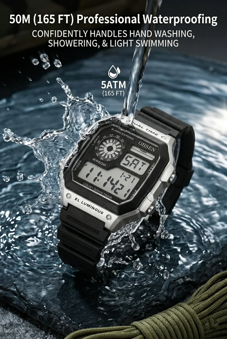 White Classic Children Watches Electronic Sport Wristwatch Waterproof Blue Teenage Digital Watch for Men