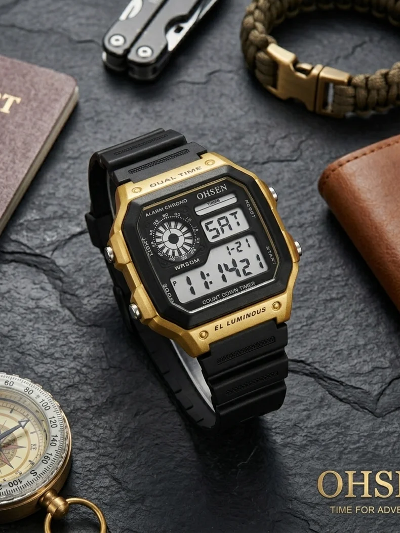 White Classic Children Watches Electronic Sport Wristwatch Waterproof Blue Teenage Digital Watch for Men