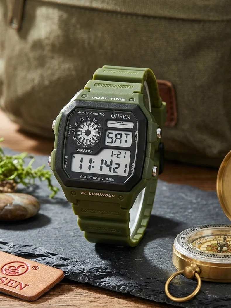 White Classic Children Watches Electronic Sport Wristwatch Waterproof Blue Teenage Digital Watch for Men