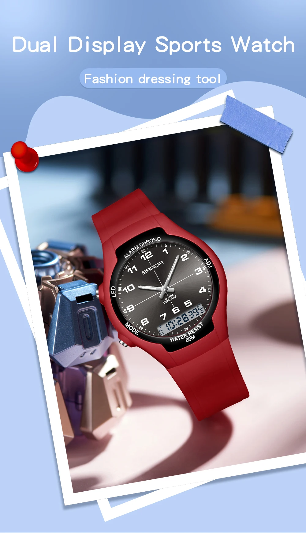SANDA New 6320 Light Luxury Fashionable Student Quartz Watch Waterproof Simple Temperament Casual Electronic Women's Watch