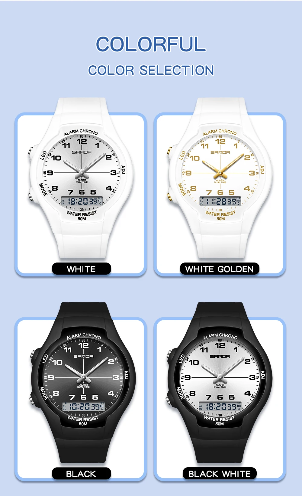 SANDA New 6320 Light Luxury Fashionable Student Quartz Watch Waterproof Simple Temperament Casual Electronic Women's Watch