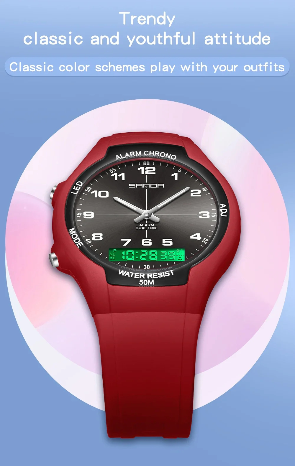 SANDA New 6320 Light Luxury Fashionable Student Quartz Watch Waterproof Simple Temperament Casual Electronic Women's Watch