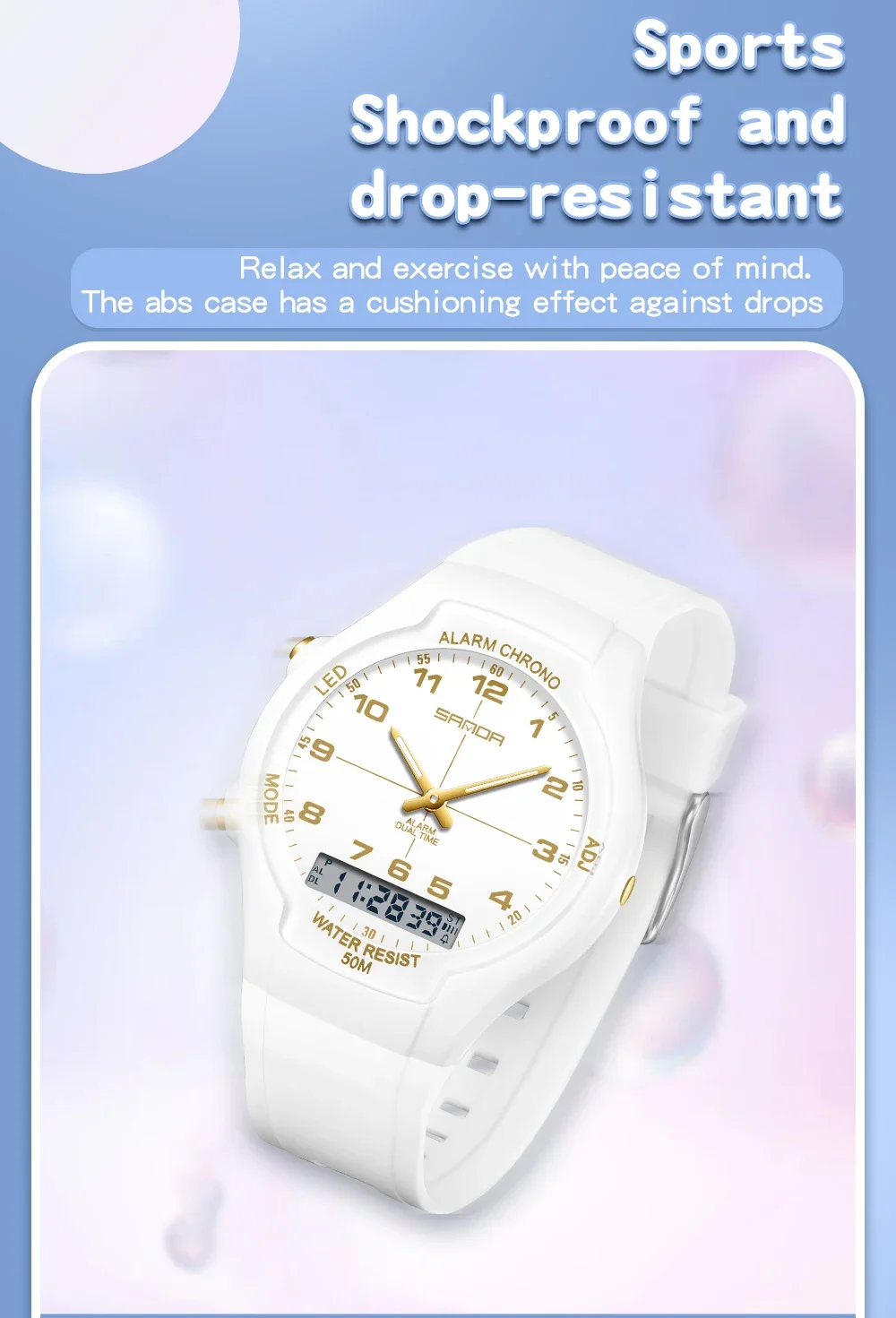 SANDA New 6320 Light Luxury Fashionable Student Quartz Watch Waterproof Simple Temperament Casual Electronic Women's Watch