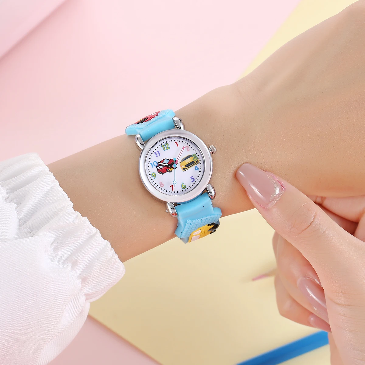 Kids Cartoon Car Watch | Colorful Digital Quartz Watch with Soft Strap | School Student Gift for Boys & Girls