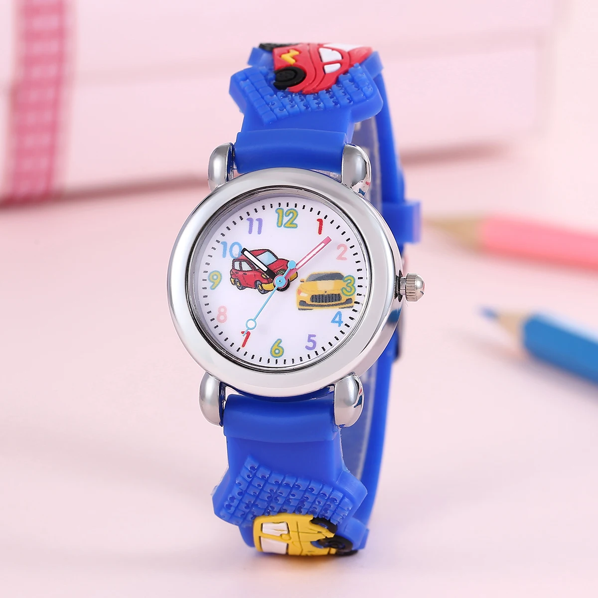 Kids Cartoon Car Watch | Colorful Digital Quartz Watch with Soft Strap | School Student Gift for Boys & Girls