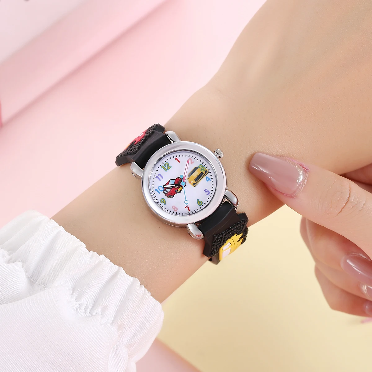 Kids Cartoon Car Watch | Colorful Digital Quartz Watch with Soft Strap | School Student Gift for Boys & Girls