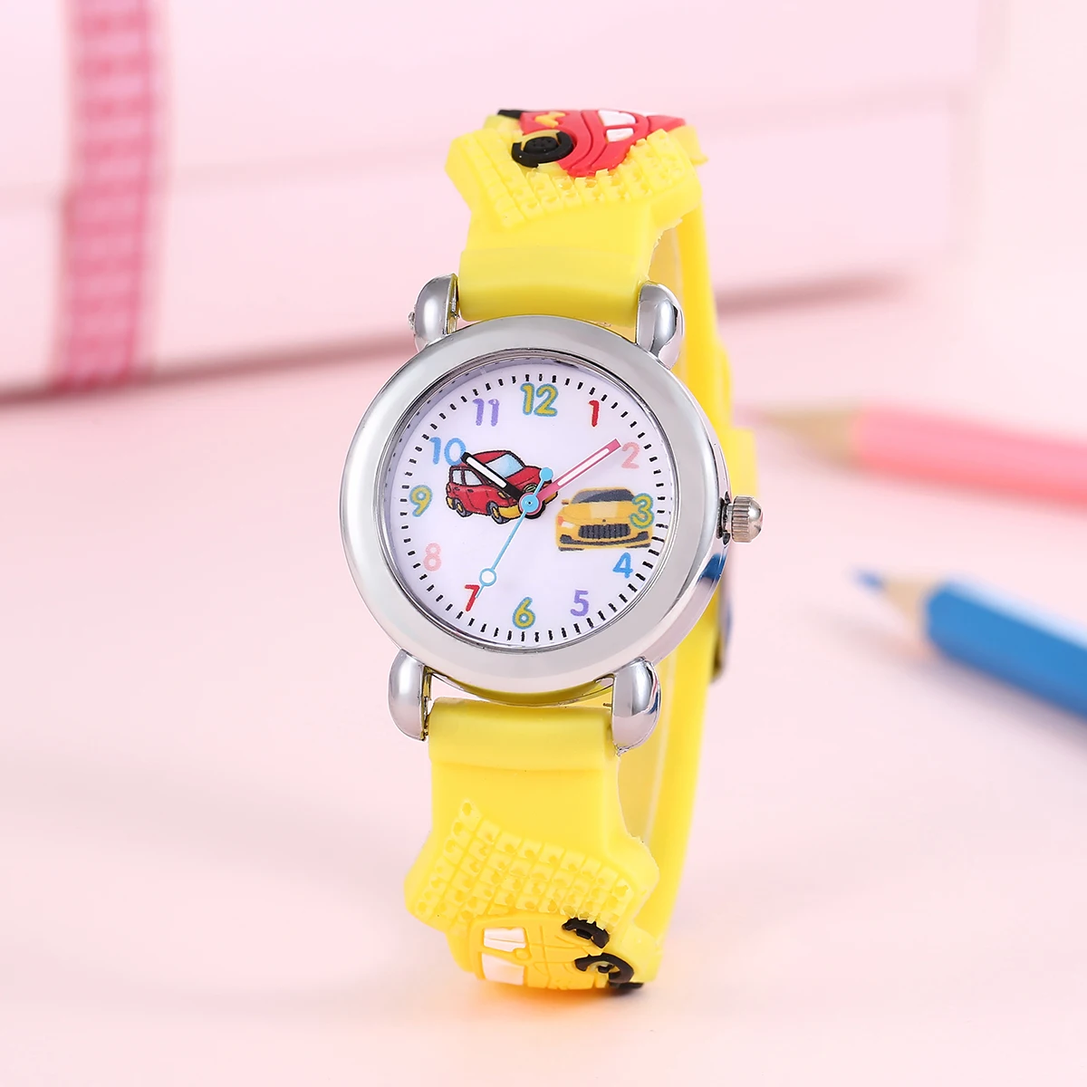 Kids Cartoon Car Watch | Colorful Digital Quartz Watch with Soft Strap | School Student Gift for Boys & Girls