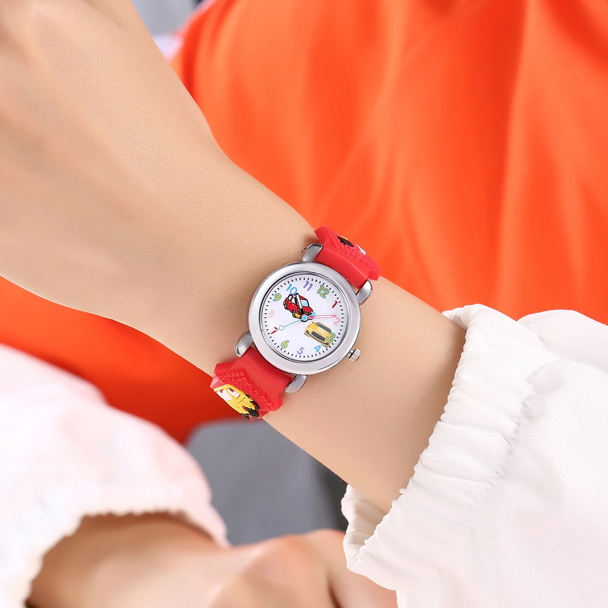 Kids Cartoon Car Watch | Colorful Digital Quartz Watch with Soft Strap | School Student Gift for Boys & Girls