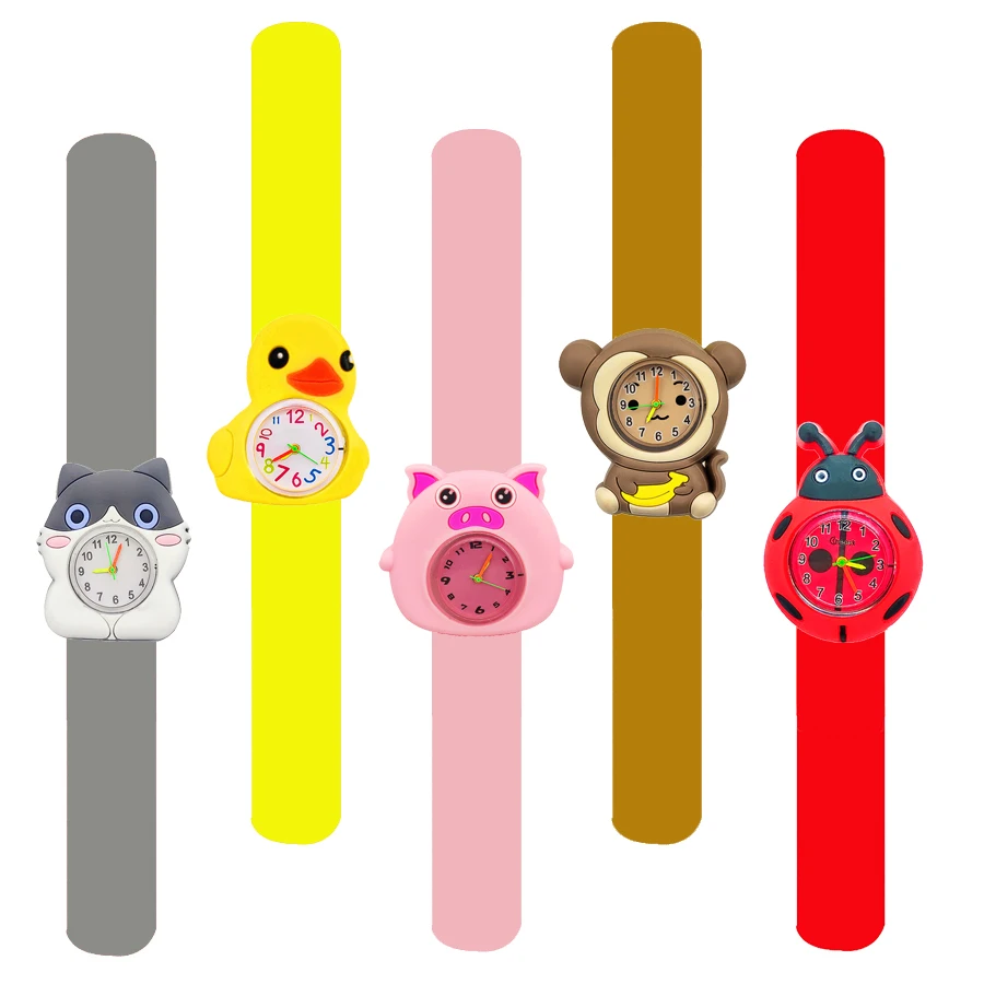 Cute Kids Slap Watches Cartoon 3D Animal Silicone Children Watches Student Clock Baby Kindergarten Prize Gifts