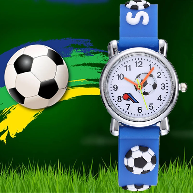 Hot Sale Football Kids Watch Cute Cartoon Watches for Boys Kids Casual Silicone Band Children's Quartz Watches Montre Enfant