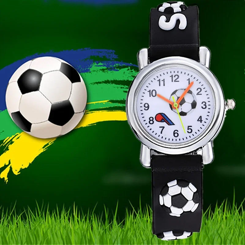 Hot Sale Football Kids Watch Cute Cartoon Watches for Boys Kids Casual Silicone Band Children's Quartz Watches Montre Enfant