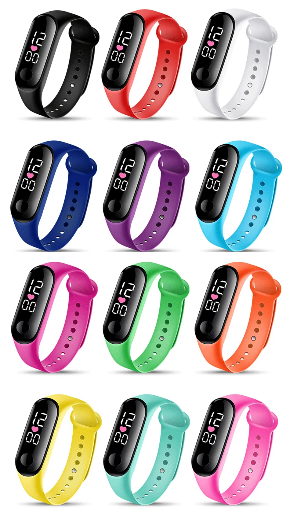 Candy Color Kids Children Watches Birthday Gift For Boy Girls Silicone Strap Watch LED Digital Kid Watch Fashion Sport Bracelet