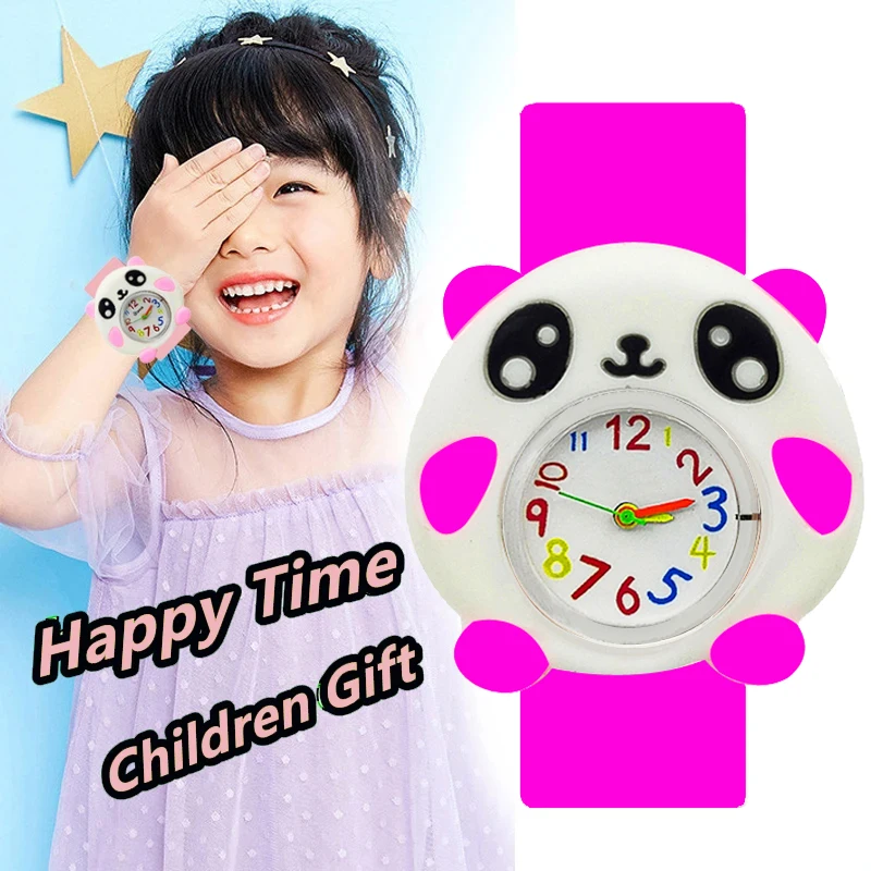 Cute Candy Color Children's Cartoon Watch Baby Study Time Toy Bracelet Kids Watches for Boys Girls Birthday Gift Clock