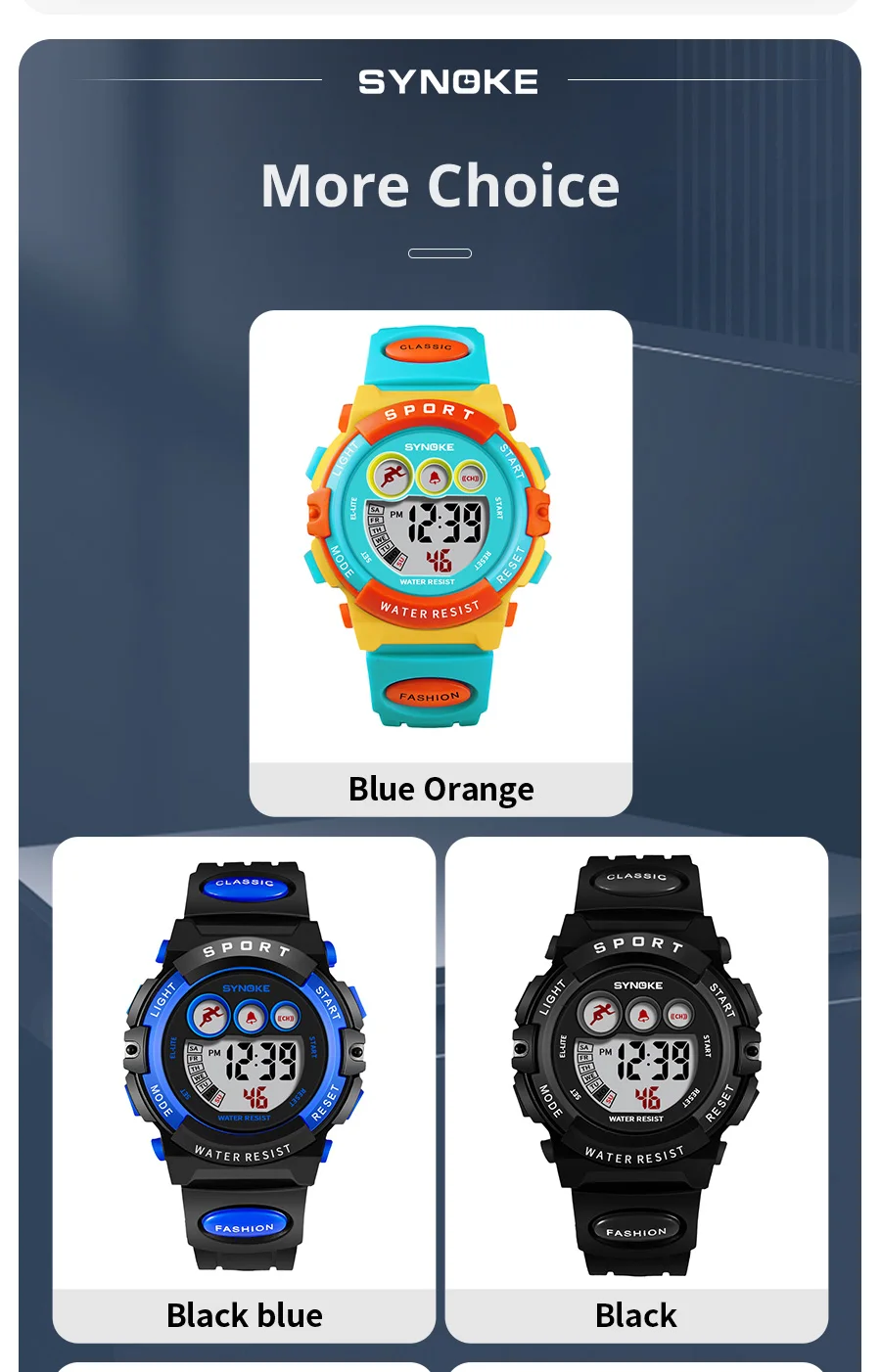 SYNOKE Student Sport Watches For Kids Colorful Electronic Watches Waterproof Clock Children Digital Watch For Boys Girls